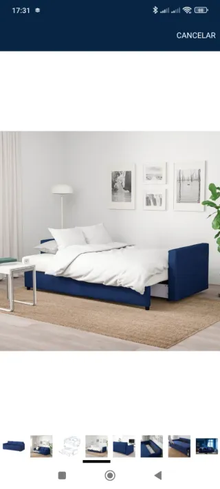 Sofá Cama 3 Plazas Ikea Friheten Azul