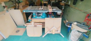 Sierra de Mesa Makita MLT100 + Fresadora