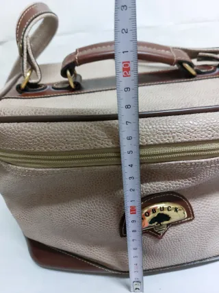 Neceser de viaje piel Nobuck beige/marrón