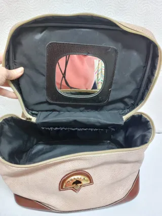 Neceser de viaje piel Nobuck beige/marrón