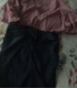 Conjunto Falda y Camisa Gingham Rosa