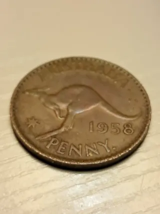 Moneda Australia 1958 Penny Canguro