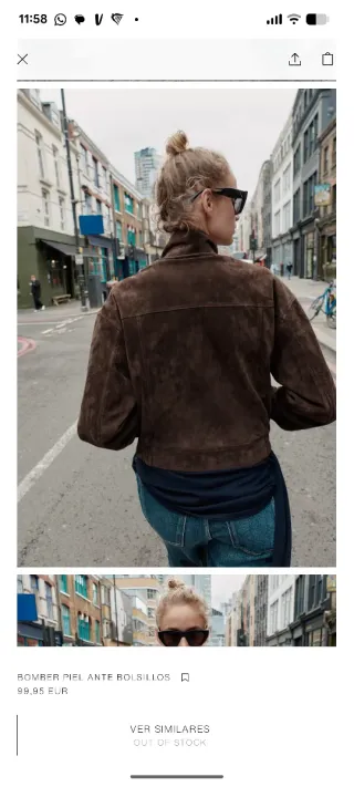 Cazadora Cuero Zara Marrón