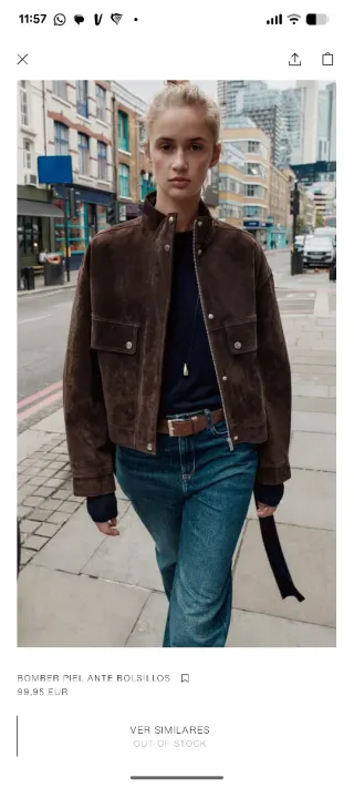 Cazadora Cuero Zara Marrón