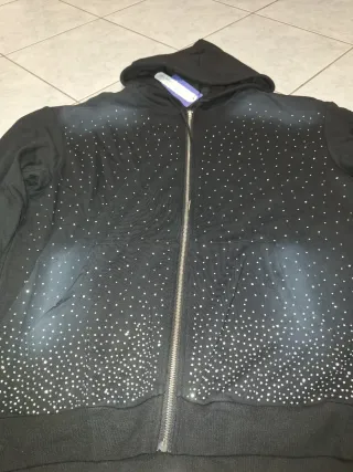Felpa zip con strass, Rhinestones, diamond hoodie