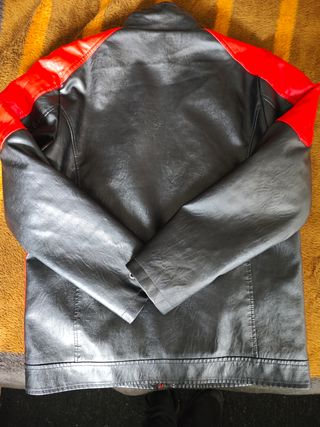 Chaqueta Moto Polipiel Negra y Roja