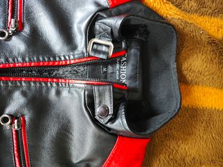 Chaqueta Moto Polipiel Negra y Roja