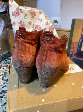 Botines de piel color marrón/naranja