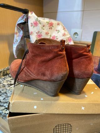 Botines de piel color marrón/naranja