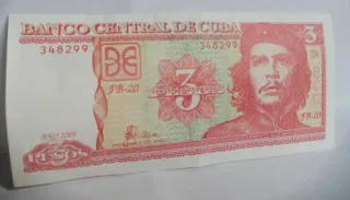 Billete y moneda cubana Che Guevara