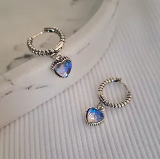 Pendientes Corazón Plata y Azul