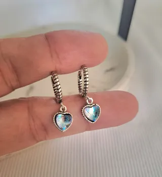 Pendientes Corazón Plata y Azul