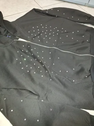 Felpa zip con strass, Rhinestones, diamond hoodie