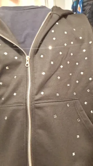 Felpa zip con strass, Rhinestones, diamond hoodie