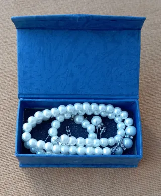 Conjunto Perlas Collar Pulsera Pendientes