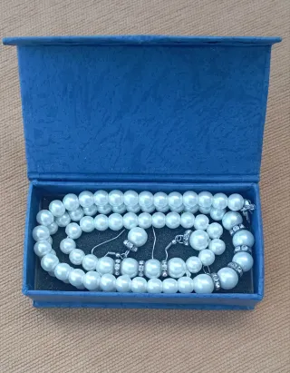 Conjunto Perlas Collar Pulsera Pendientes