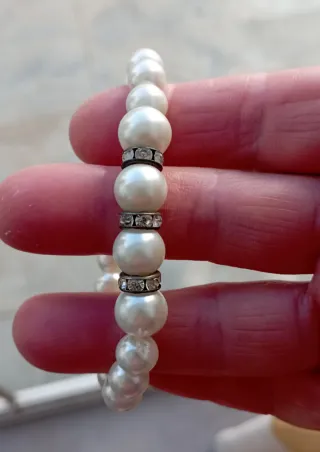 Conjunto Perlas Collar Pulsera Pendientes