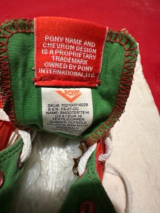 Zapatillas Pony Rojas y Verdes