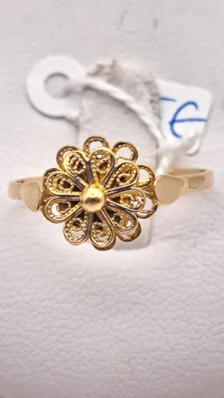 Anillo Oro 18k Flor Filigrana