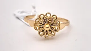 Anillo Oro 18k Flor Filigrana
