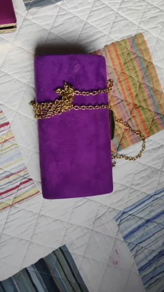 Bolso de mano fiesta morado y dorado