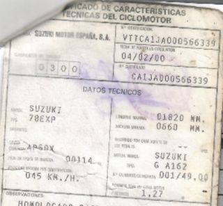 Suzuki caballete address 50 100837