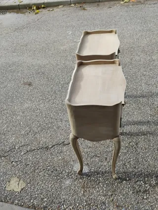 Pareja Mesitas Noche Antiguas Madera