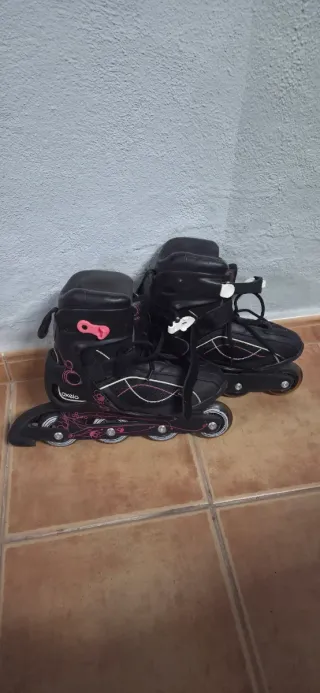 Patines en línea Oxelo negros con detalles rosas
