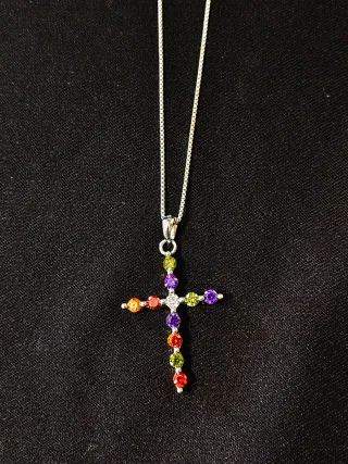 Collar Cruz Plata Multicolor