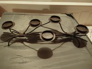 Portavelas metálico rústico 5 brazos