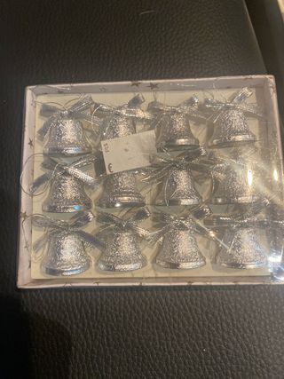 12 Campanitas Navideñas Plateadas
