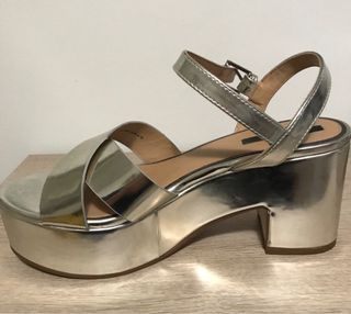 Sandalias Plataforma Metalizadas Plata