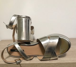 Sandalias Plataforma Metalizadas Plata