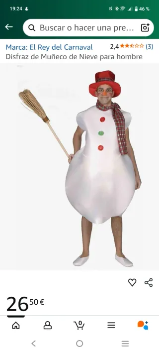 Disfraz Muñeco Nieve Adulto Talla Única