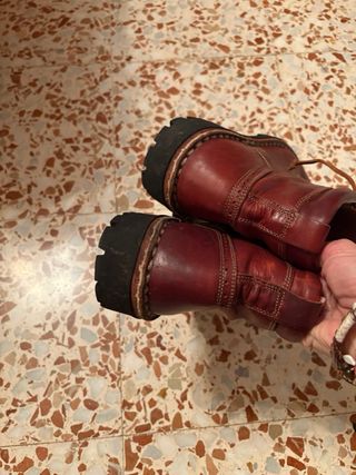 Botines de cuero marrones/rojos