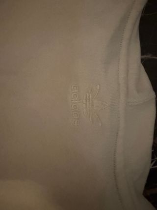 Sudadera Adidas Beige Corta Bordado Flores