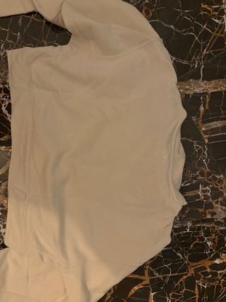 Sudadera Adidas Beige Corta Bordado Flores