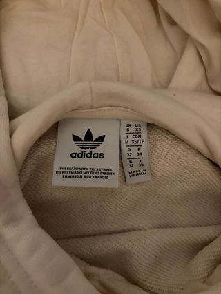 Sudadera Adidas Beige Corta Bordado Flores