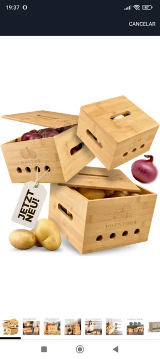 Set 3 Cajas Almacenamiento Bambú