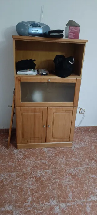 Estantería Rústica Madera y Cristal