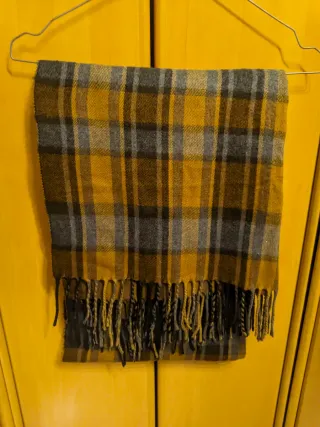 Bufanda cuadros mostaza, marrón y gris