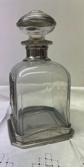 Licorera Vintage Cristal y Estaño Uvas Italiana