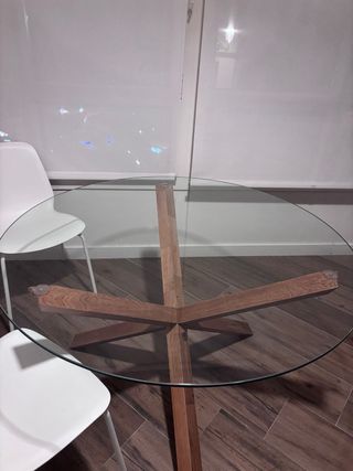 Mesa Comedor Cristal Y 2 Sillas