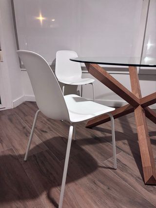 Mesa Comedor Cristal Y 2 Sillas