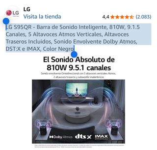 LG S95QR Barra Sonido 810W 9.1.5 Canales