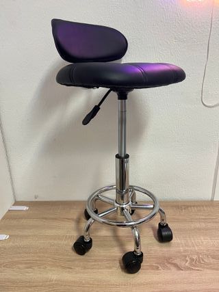 Taburete giratorio respaldo negro/plata