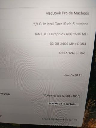 MACBOOK PRO 2018 i9/32/1TB BATERIA NUEVA