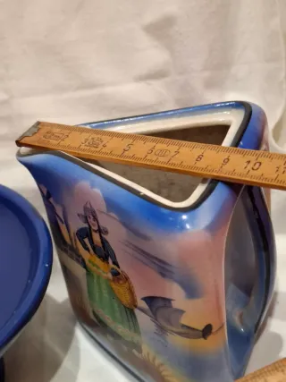 Juego azul tetera y bandeja