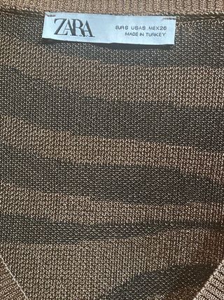 Top Zara S hilo brillante estampado cebra