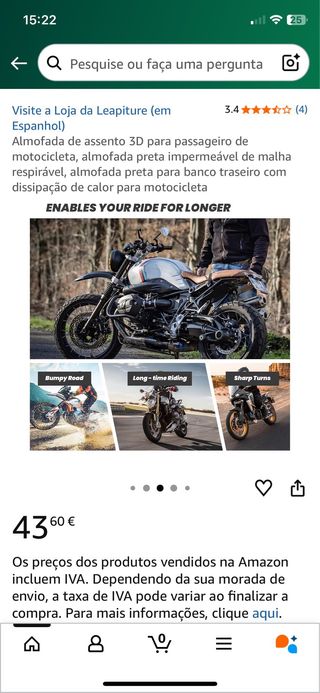 Almofada de assento 3D para moto